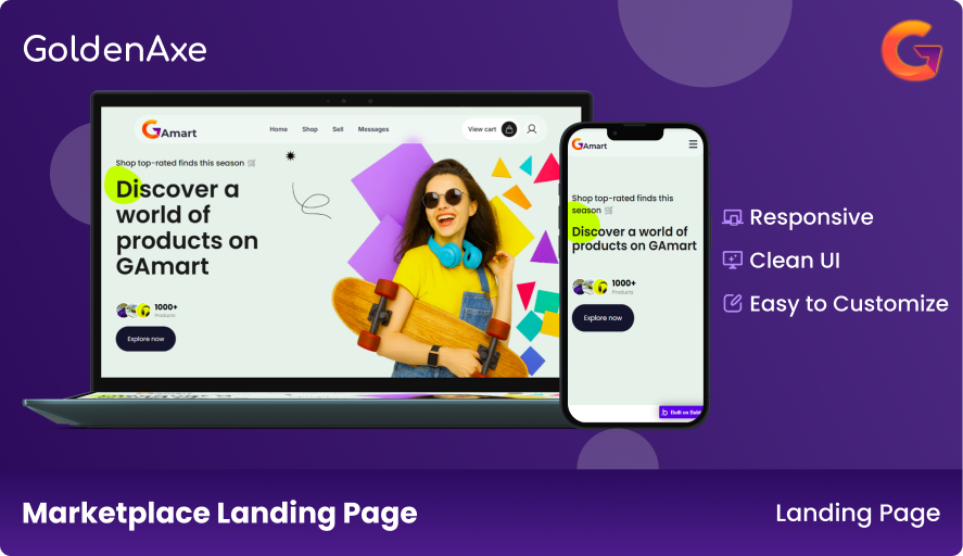 Marketplace Landing page Template Bubble